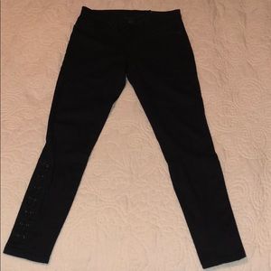 Blank NYC Black Jeans With Lace Up Detail at Ankle